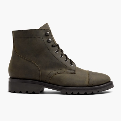 Thursday Boots Captain Men's Lace-Up Boots Olive | AU0514276